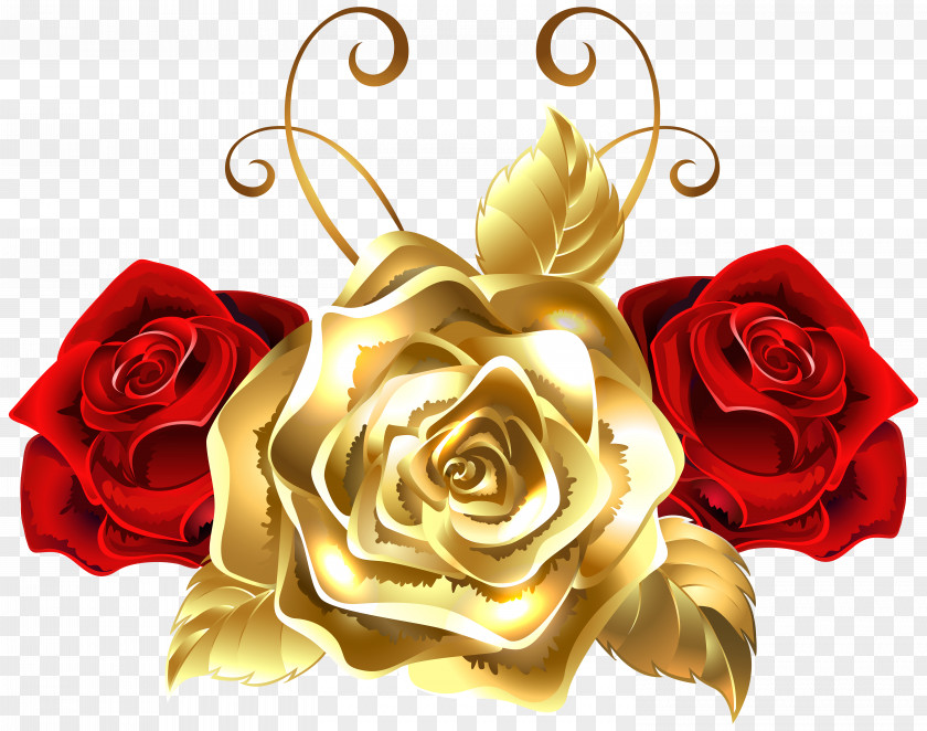 Gold And Red Roses Clip Art Image Rose Yellow PNG