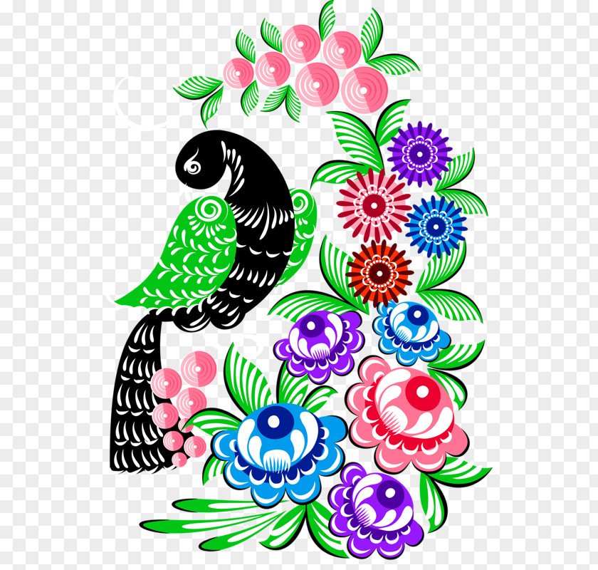Bird Floral Design Wall Decal Flower PNG