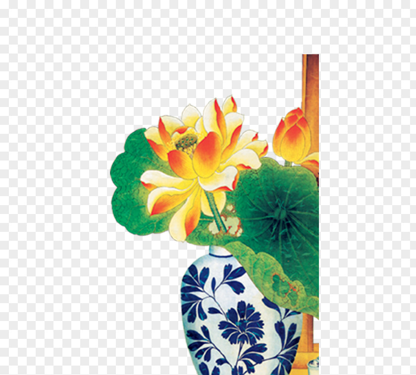 Vector Painting Lotus Floral Design Nelumbo Nucifera PNG