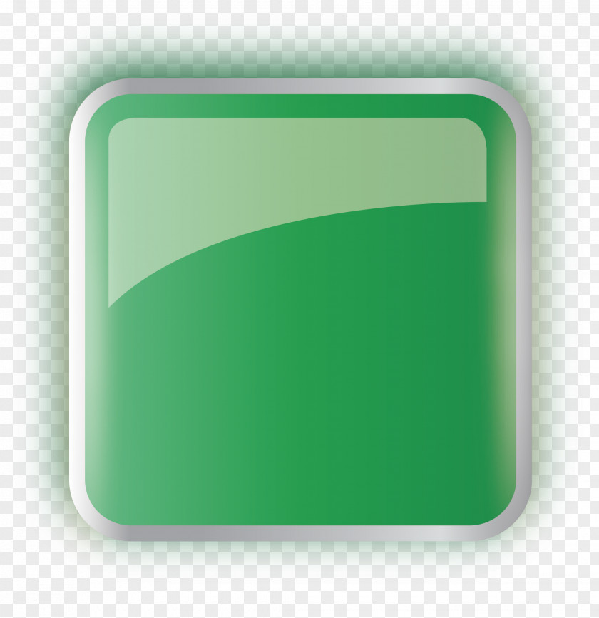 Green Square Glass Button Icon PNG