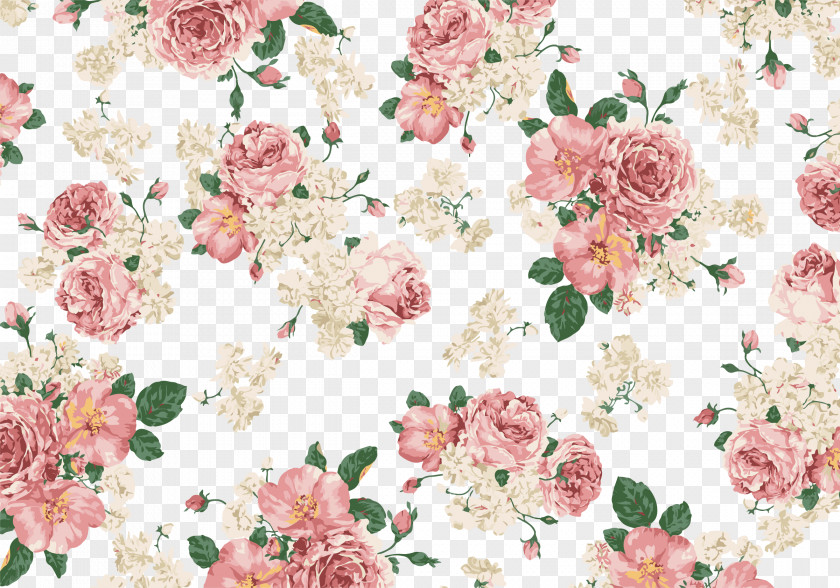 Retro Hand Painted Roses Background Shading PNG