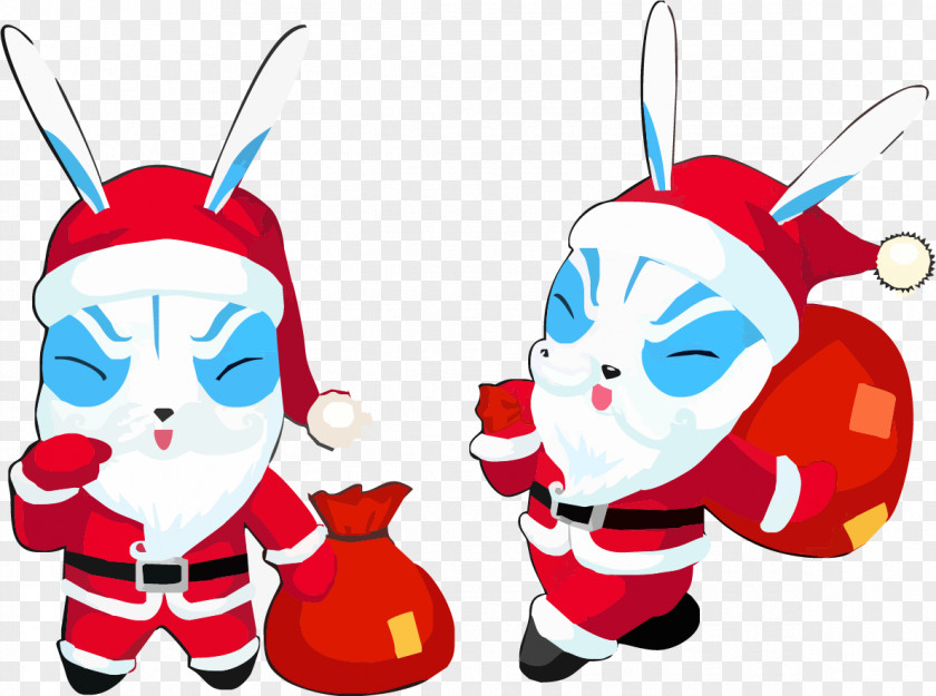 Carrying The Bag Of Santa Claus Rabbit Christmas PNG