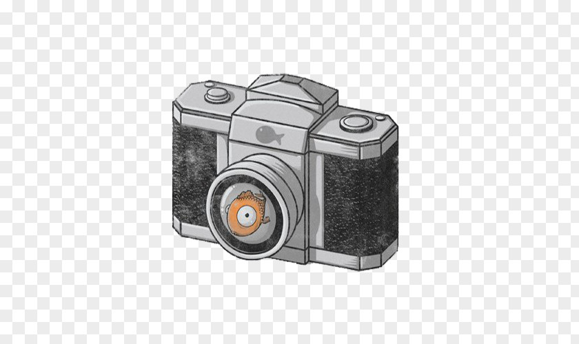 Gray Cartoon Camera Illustration PNG