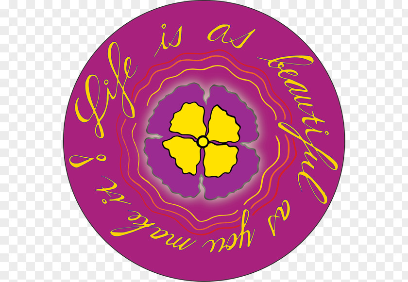 Hand Lettering Yellow Purple Magenta Violet Flower PNG