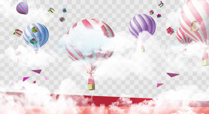 Hot Air Balloon Cloud Color Double Eleven Poster Background PNG