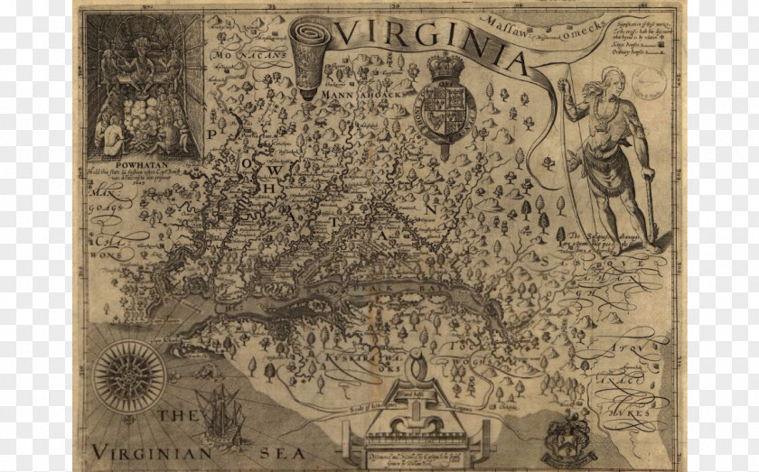 Vintage Map Jamestown James River A Of Virginia Colony The Generall Historie Virginia, New-England, And Summer Isles PNG