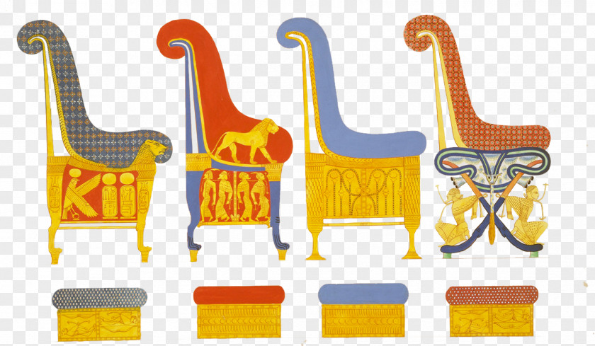 Hand-painted Picture Of Ancient Egypt Emperor Seat Furniture History PNG