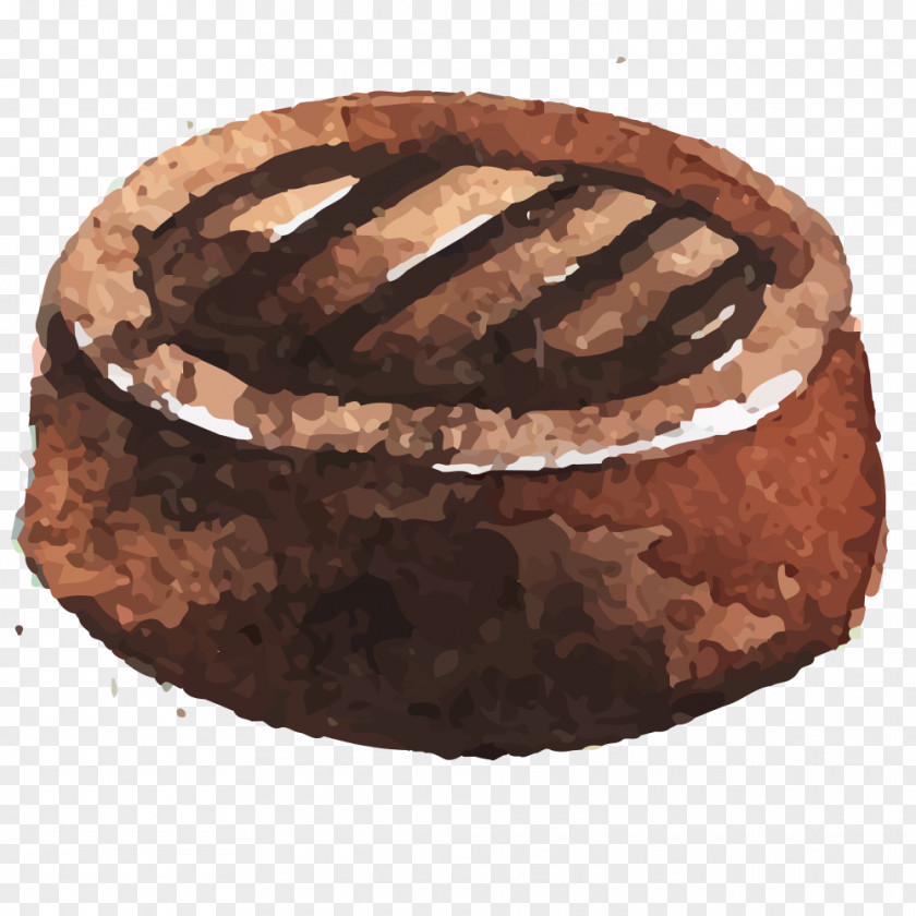 Chocolate Cake With Round Partition Truffle Watercolor Painting PNG