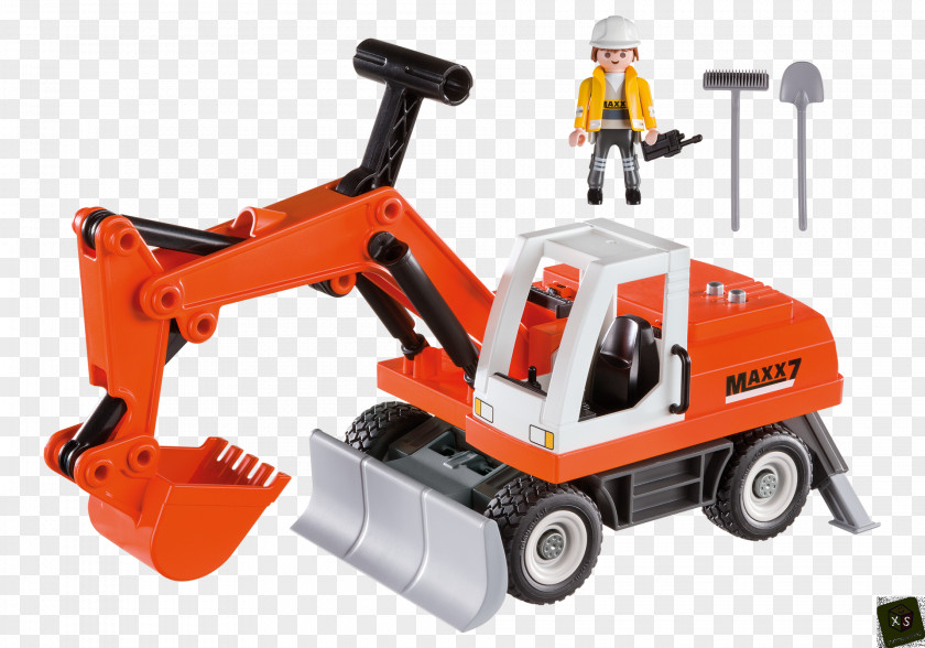 Toy Playmobil Excavator Game Backhoe Loader PNG