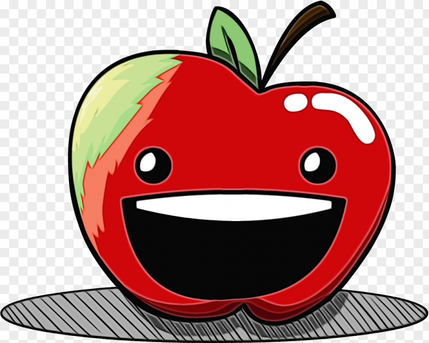 Apple Smile Facial Expression Cartoon Fruit Green Red PNG