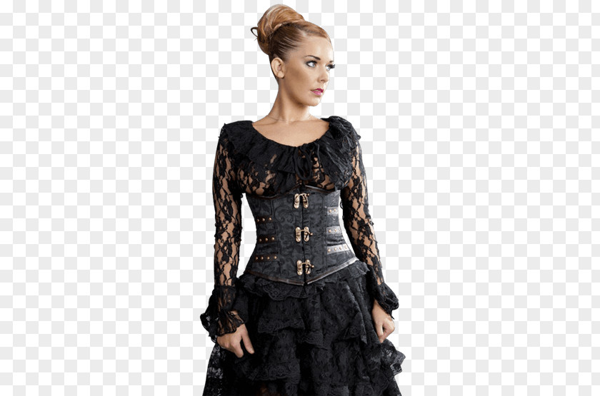 Waist Cincher Little Black Dress Corset Steampunk Clothing PNG