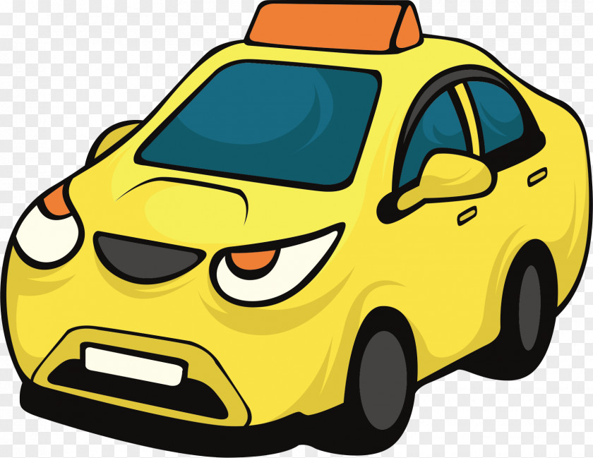 Creative Vector Yellow Taxi Car Vehicle Automotive Design PNG