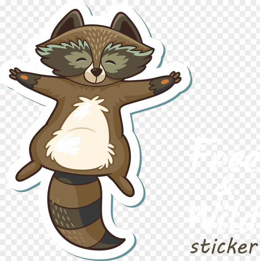 Cute Little Raccoon Sticker Vector Illustration Stock PNG