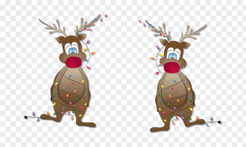 Vector Christmas Cartoon Deer Reindeer PNG