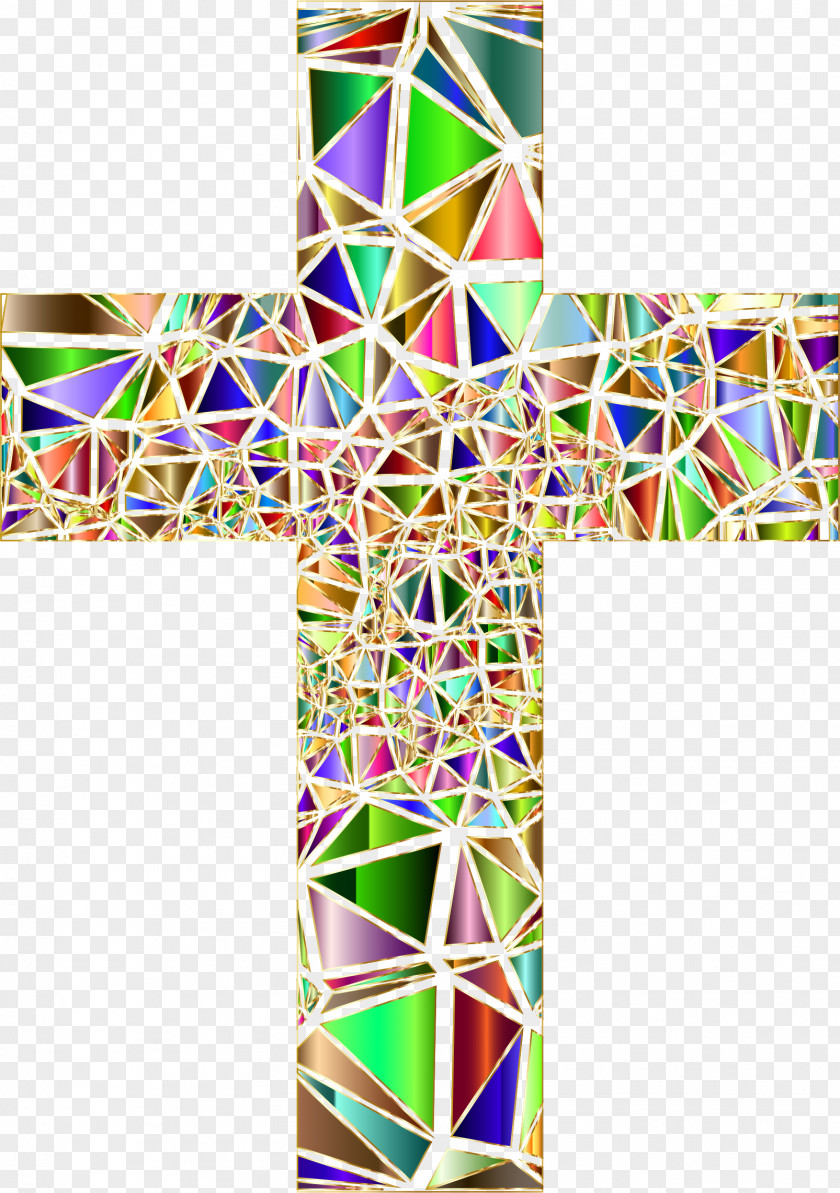 Glass Stained Window Christian Cross Clip Art PNG