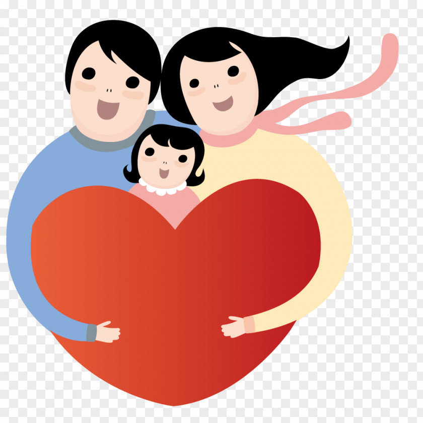 Holding Red Loving Family Cartoon Child Illustration PNG