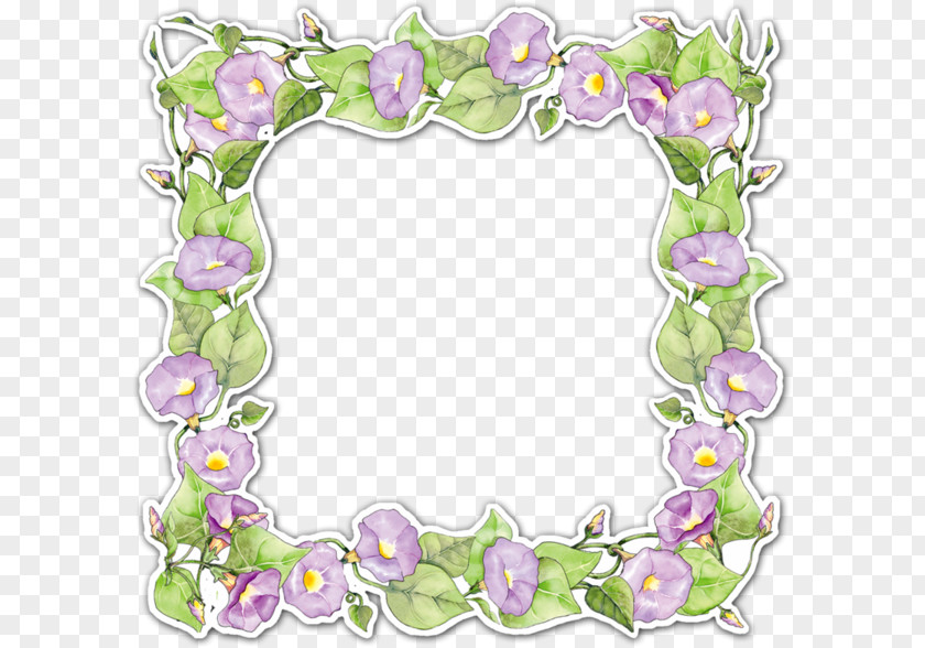 Purple Trumpet Floral Design Picture Frame PNG