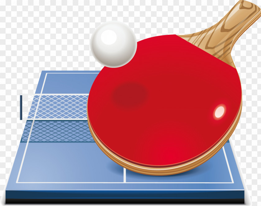 Red Table Tennis Ball Elements Racket PNG
