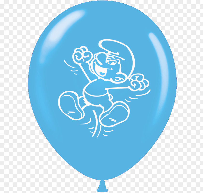 Balloon The Smurfs Latex Blue White PNG