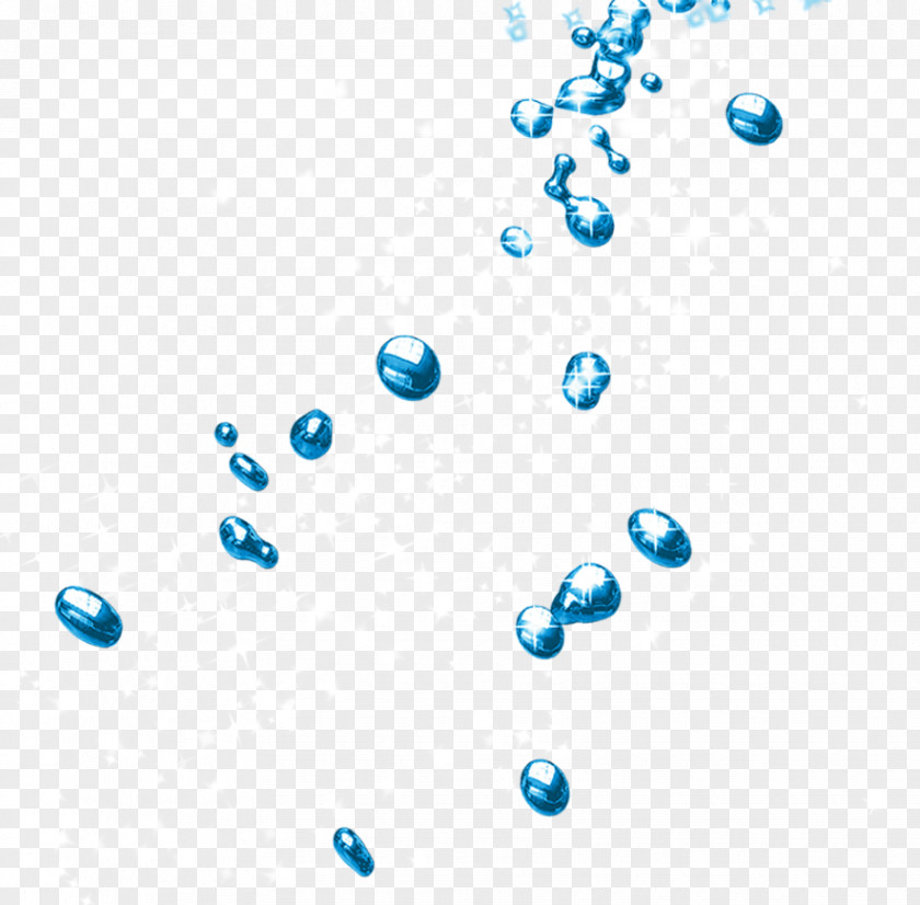 Blue Water Droplets Floating Elements Light PNG