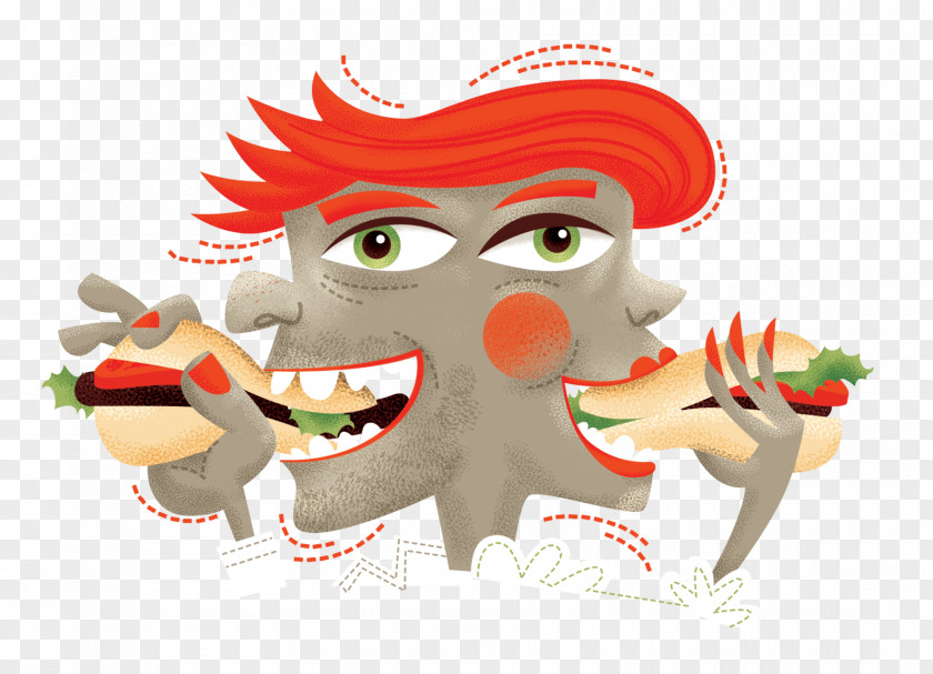 Hungry Wolf Eat Hamburgers Hamburger Cartoon Illustration PNG