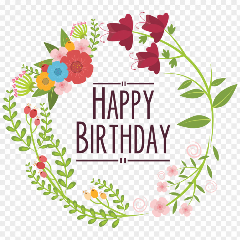 Flowers Happy Birthday Letter Floral Design Clip Art PNG