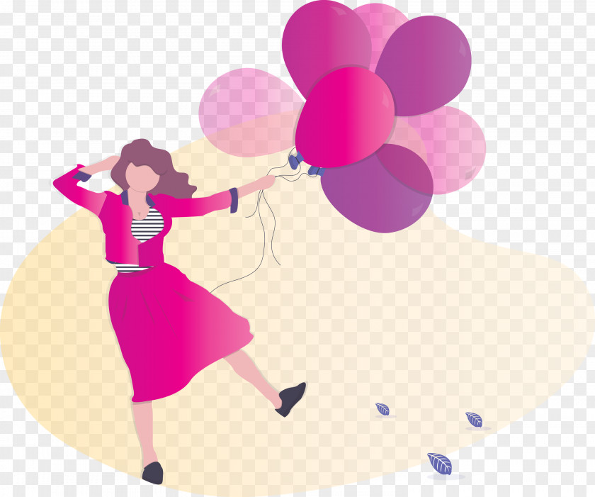 Girl Balloon Party PNG