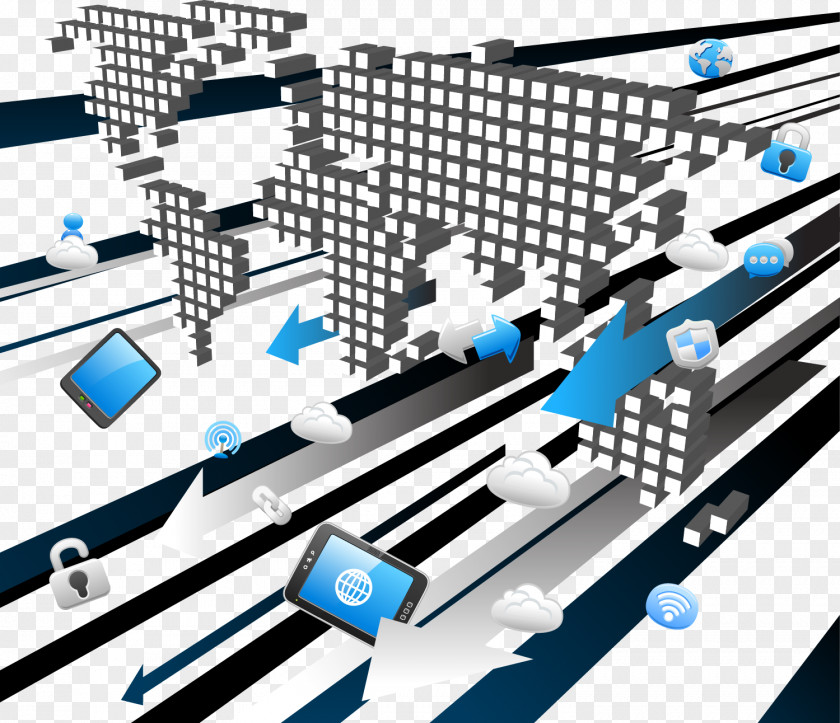 Vector Three-dimensional Map Computer Network Business Finance PNG