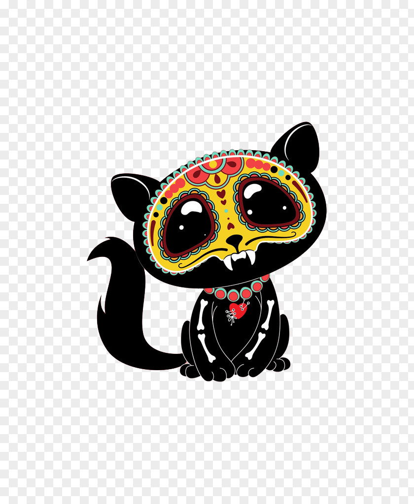Cute Cat Calavera Day Of The Dead Death Clip Art PNG