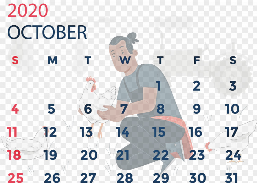 October 2020 Calendar Printable PNG