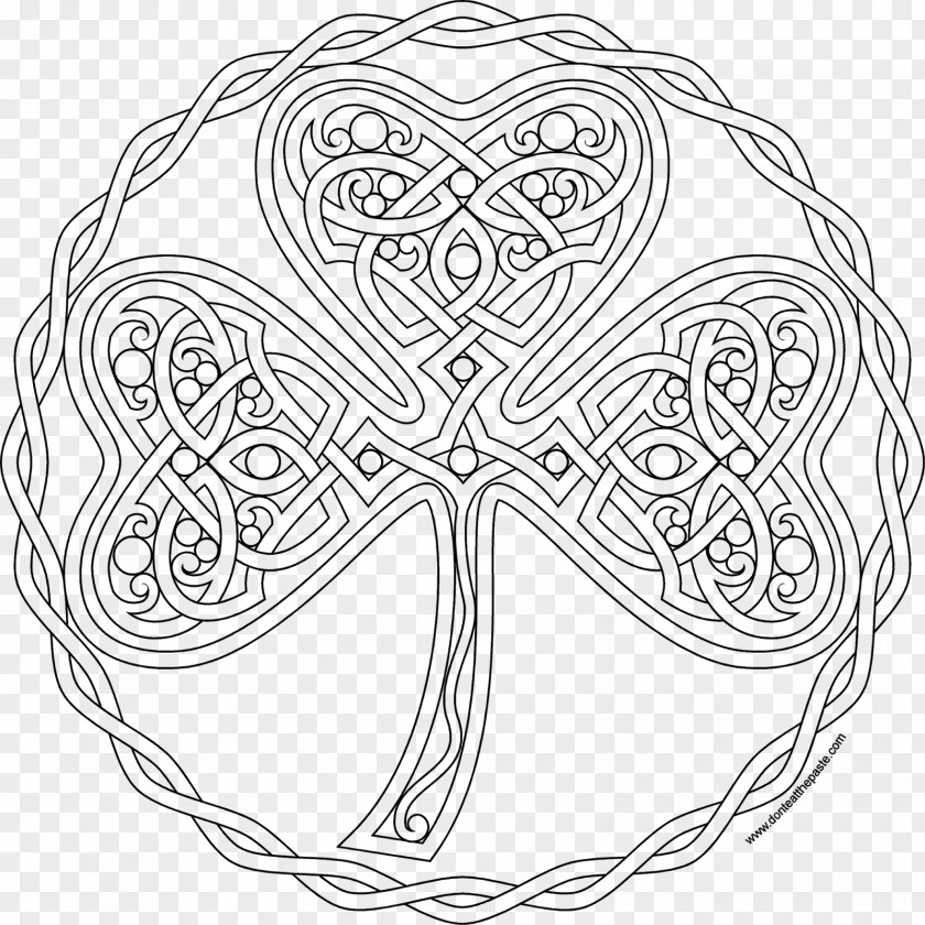 Symbol Coloring Book Shamrock Mandala Pattern PNG