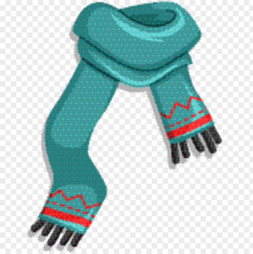 Wool Costume Accessory Glove Scarf Turquoise Safety PNG