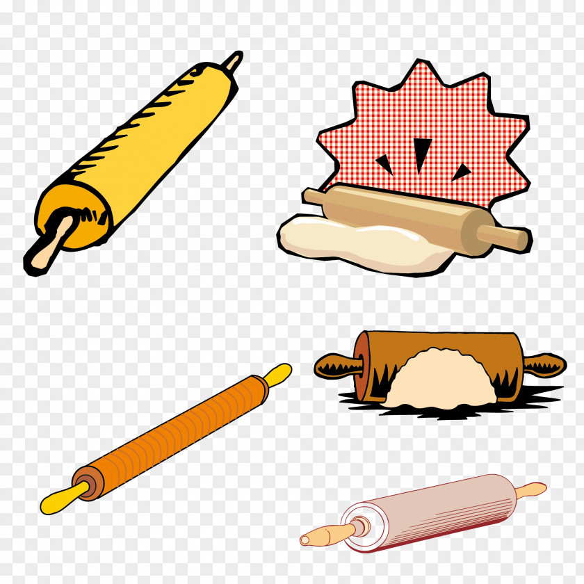 Creative Rolling Pin Collection Kitchen Clip Art PNG