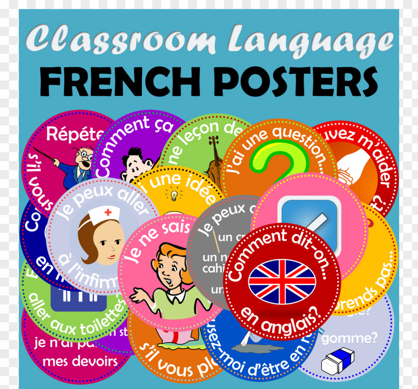 Teacher Classroom Poster French Language Lesson PNG