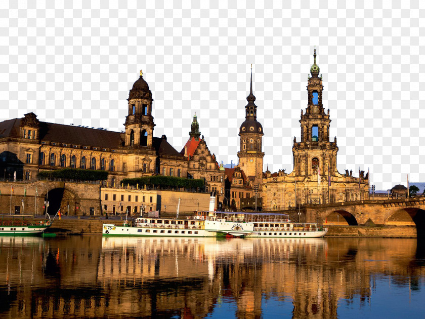 German Town Charming Scenery Dresden Cathedral Berlin Elbe Wallpaper PNG