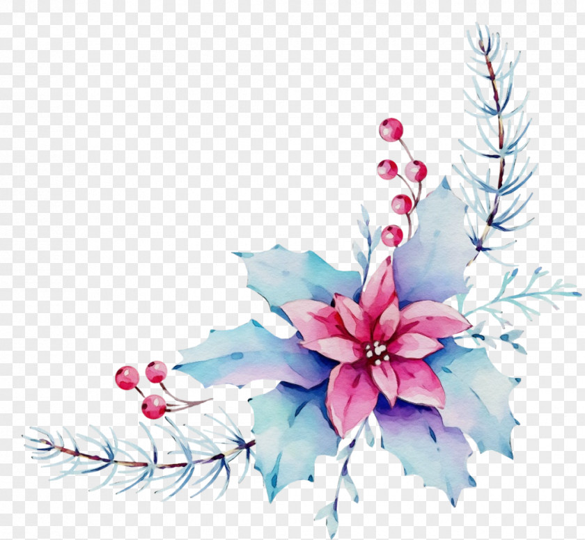 Twig Cut Flowers Christmas Ornament PNG
