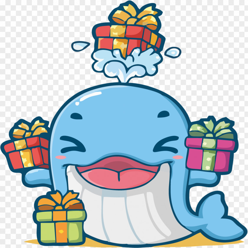 Blue Dolphin With A Gift Clip Art PNG