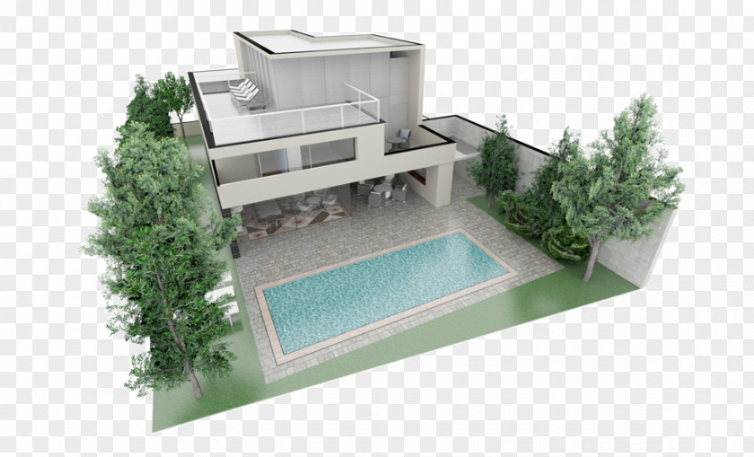 Modern Home House Architecture 3D Floor Plan Drawing PNG