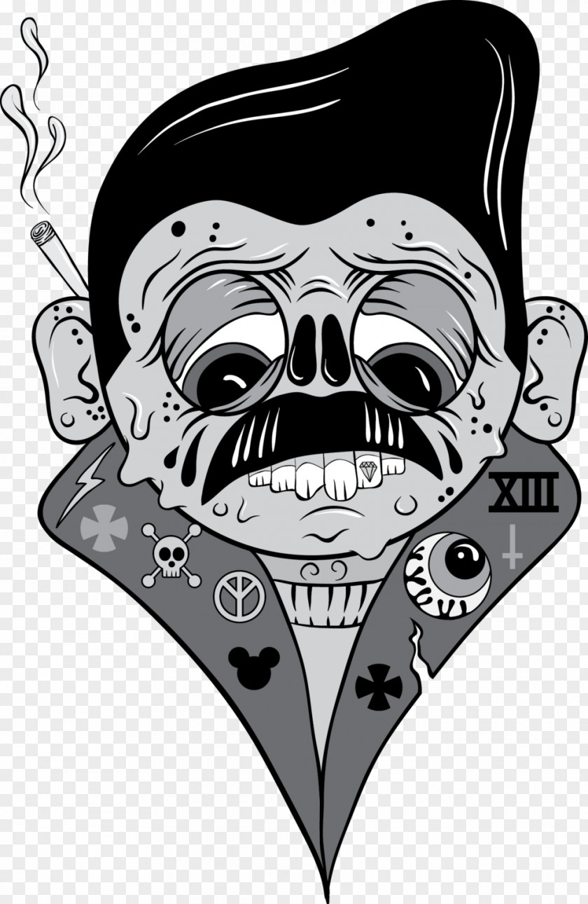 Blackandwhite Head Skull Cartoon PNG