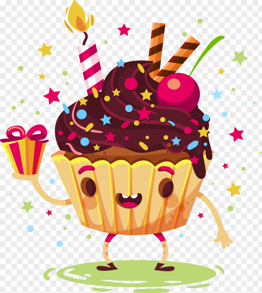 Cartoon Chocolate Cup Cake Cupcake Torta Euclidean Vector PNG