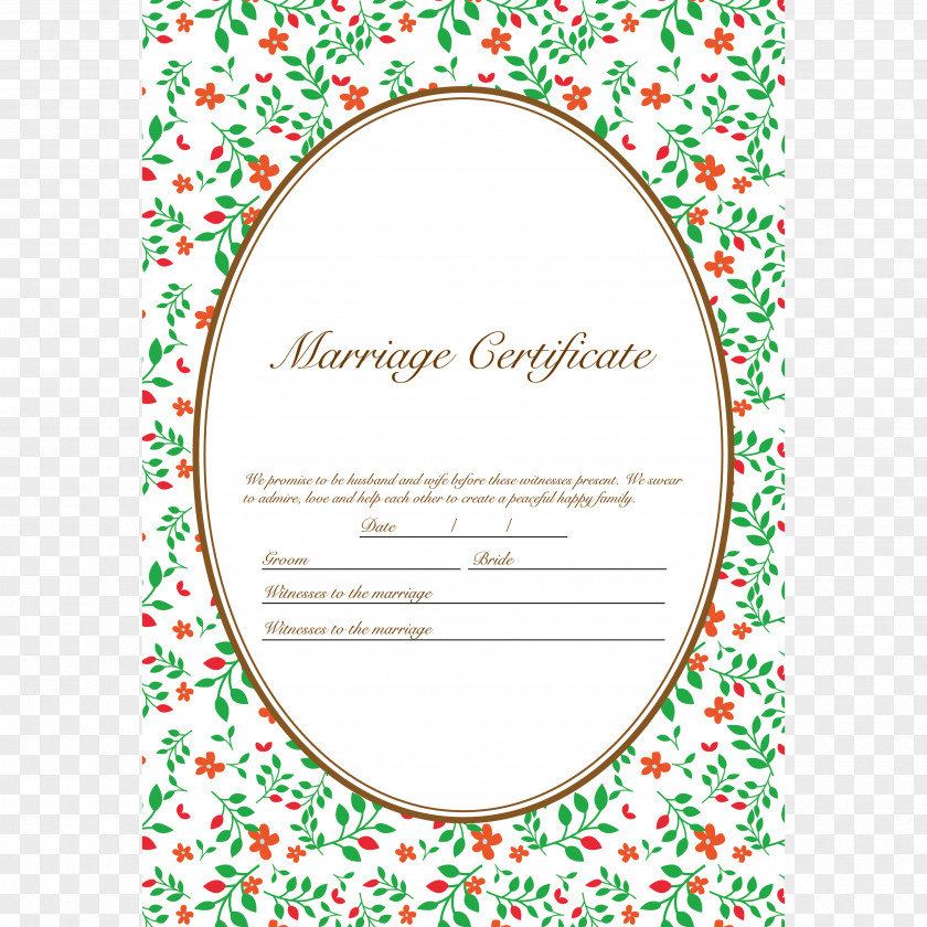 Marriage Certificate Party Supply Illustration Template PNG