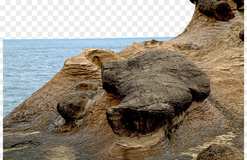 Three Rocks Beach Rock Shore Sea PNG