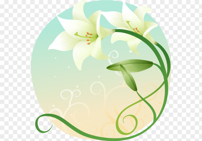 Hand-painted Fantasy Lily Vine Pattern Flower Lilium Photography Clip Art PNG