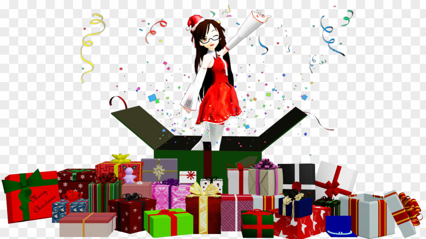 Happy Doll Christmas Gift Decoration Desktop Wallpaper PNG