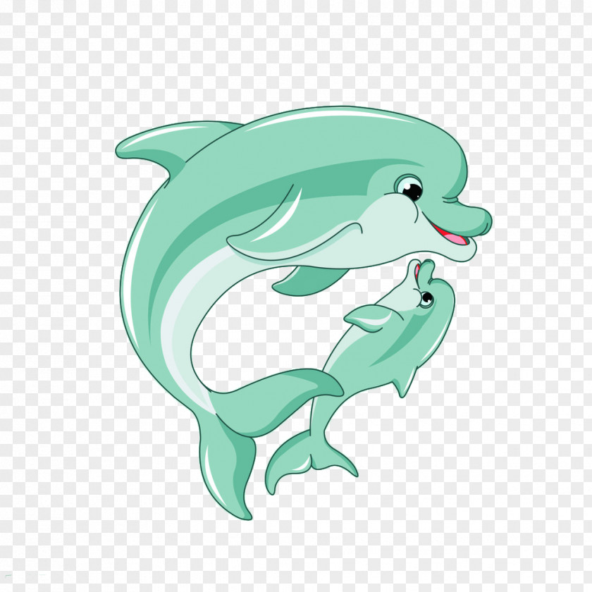 Dolphin Mother And Son Spinner Infant Clip Art PNG