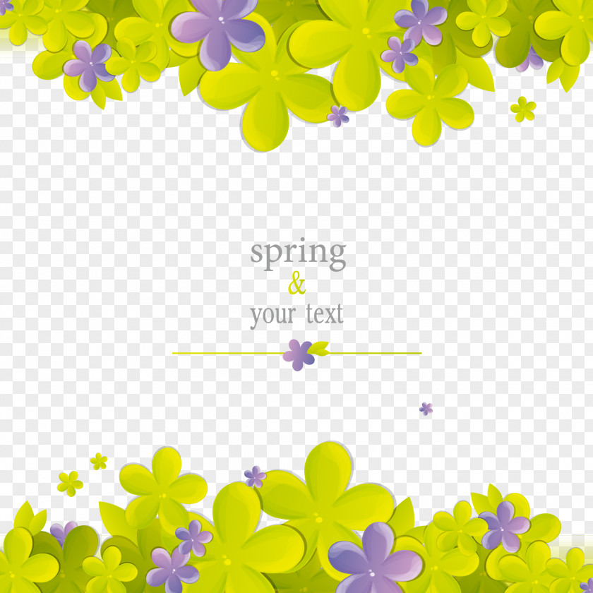 Spring Green Flowers Border Flower Cartoon PNG