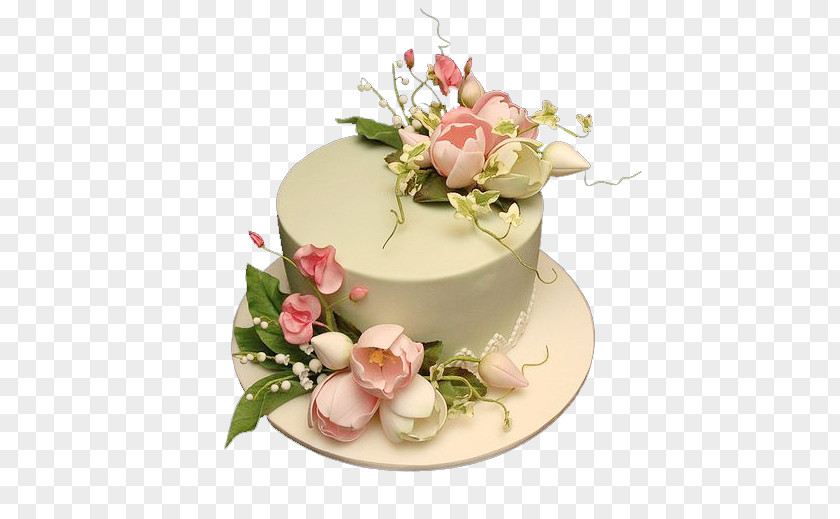 Flower Cake Birthday White Chocolate Torte Pastel Fruitcake PNG