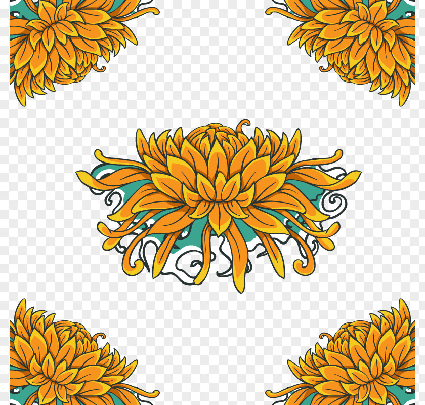 Vector Chrysanthemum Visual Arts Floral Design Brush Illustration PNG