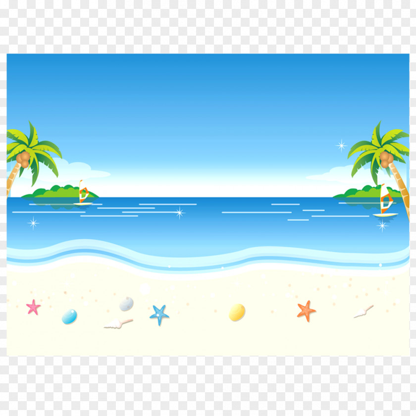Background Beach Cartoon Material Animation Clip Art PNG