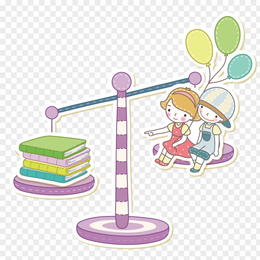 Children And Books On Balance Scale Balans Steelyard Cartoon PNG